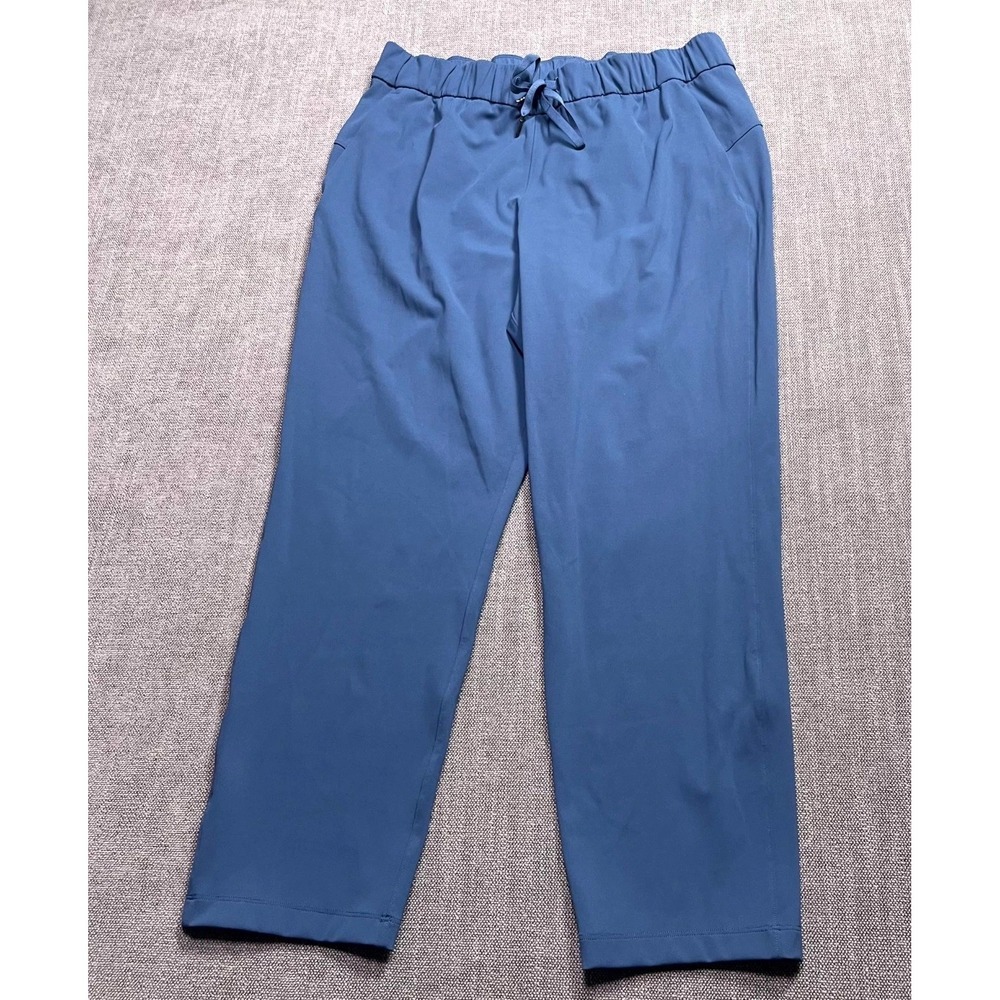 Lululemon Pants Womens 12 Navy Blue Nylon Pleated Drawstring Waist Straight Leg